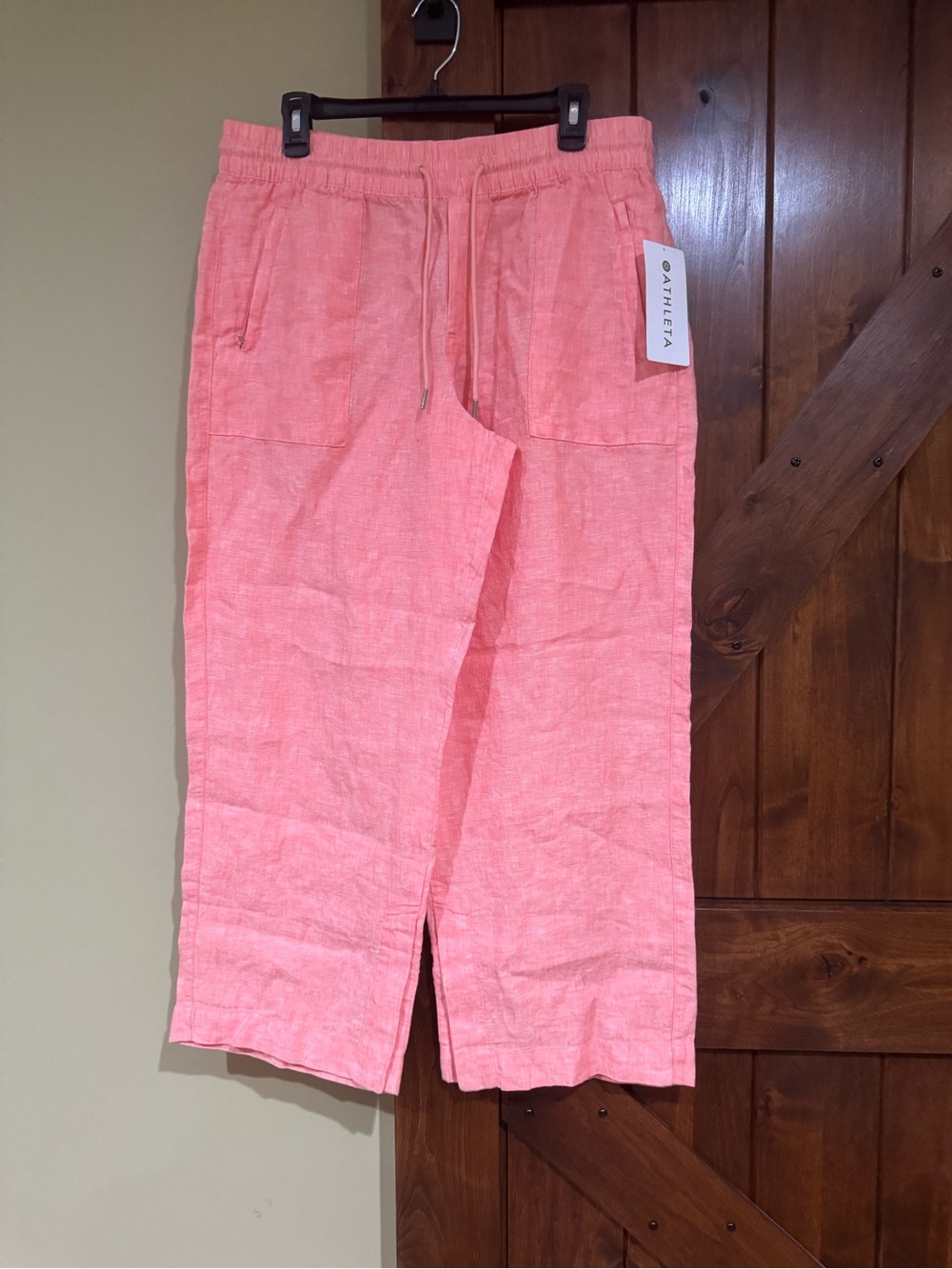 Athleta Coral Pink Retreat Linen Wide-Leg Pants
